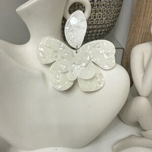 White Floral Statement Earrings